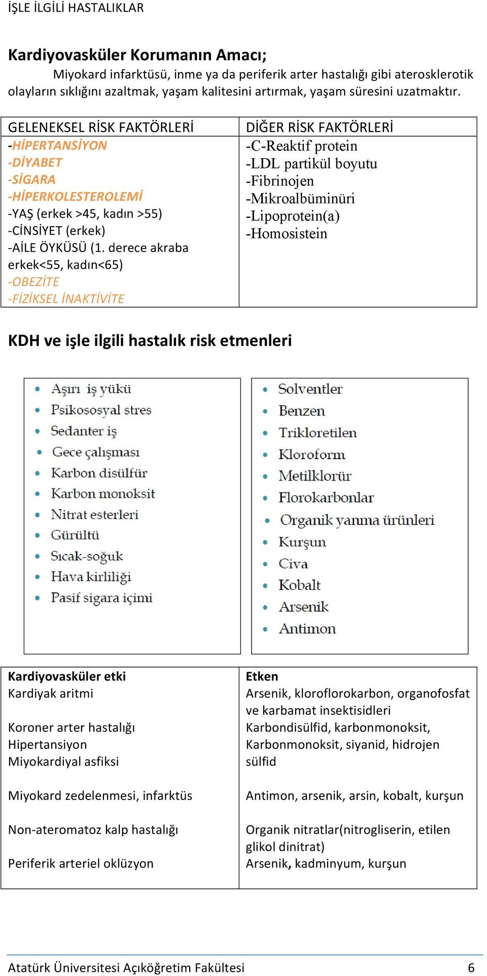 derece akraba erkek<55, kadın<65) - OBEZİTE - FİZİKSEL İNAKTİVİTE DİĞER RİSK FAKTÖRLERİ -C-Reaktif protein -LDL partikül boyutu -Fibrinojen -Mikroalbüminüri -Lipoprotein(a) -Homosistein KDH ve işle