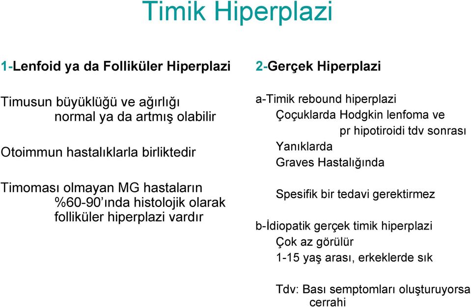 Hiperplazi a-timik rebound hiperplazi Çoçuklarda Hodgkin lenfoma ve pr hipotiroidi tdv sonrası Yanıklarda Graves Hastalığında