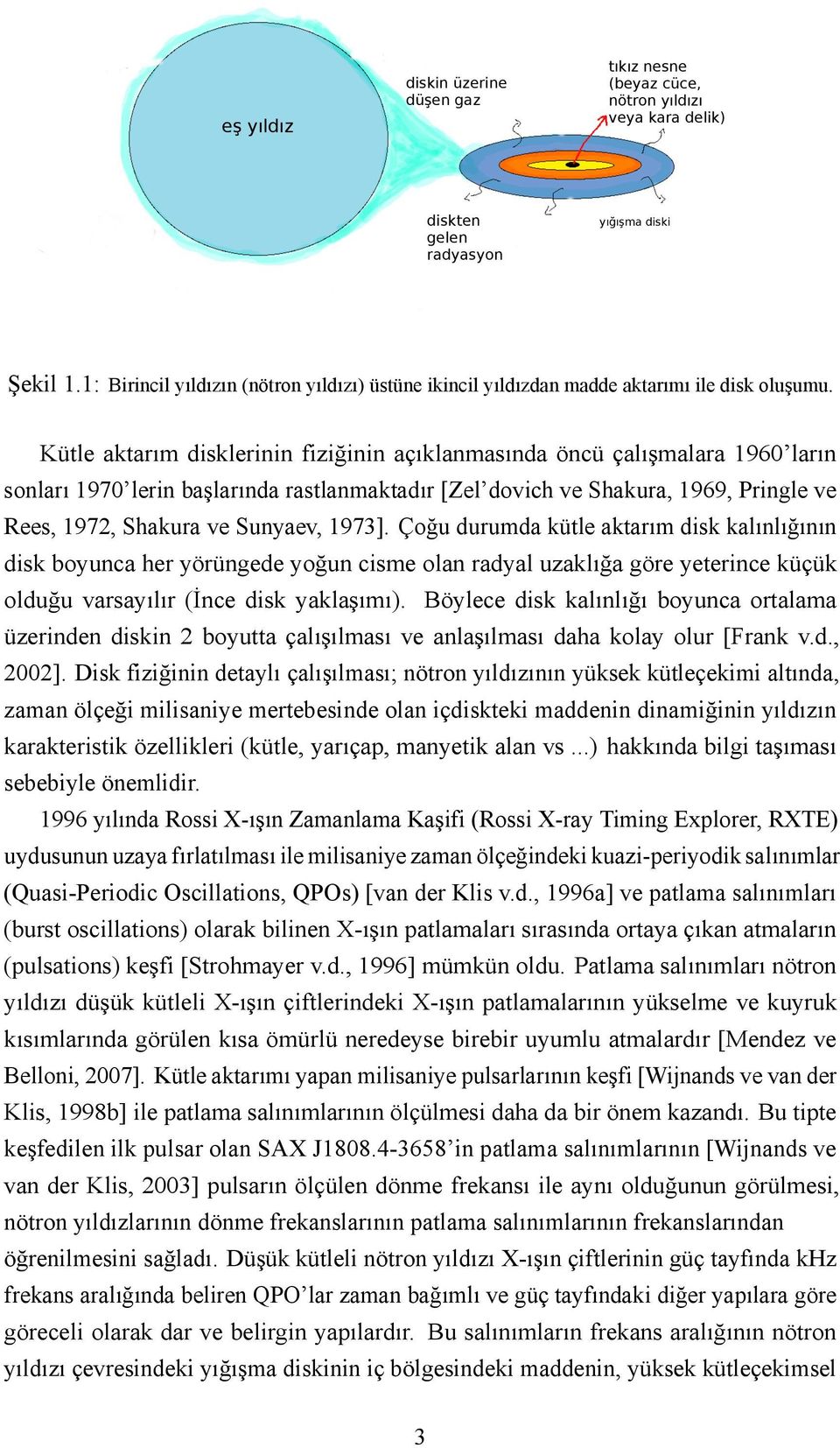 Kütle aktarım disklerinin fiiğinin açıklanmasında öncü çalışmalara 1960 ların sonları 1970 lerin başlarında rastlanmaktadır [Zel dovich ve Shakura, 1969, Pringle ve Rees, 1972, Shakura ve Sunyaev,