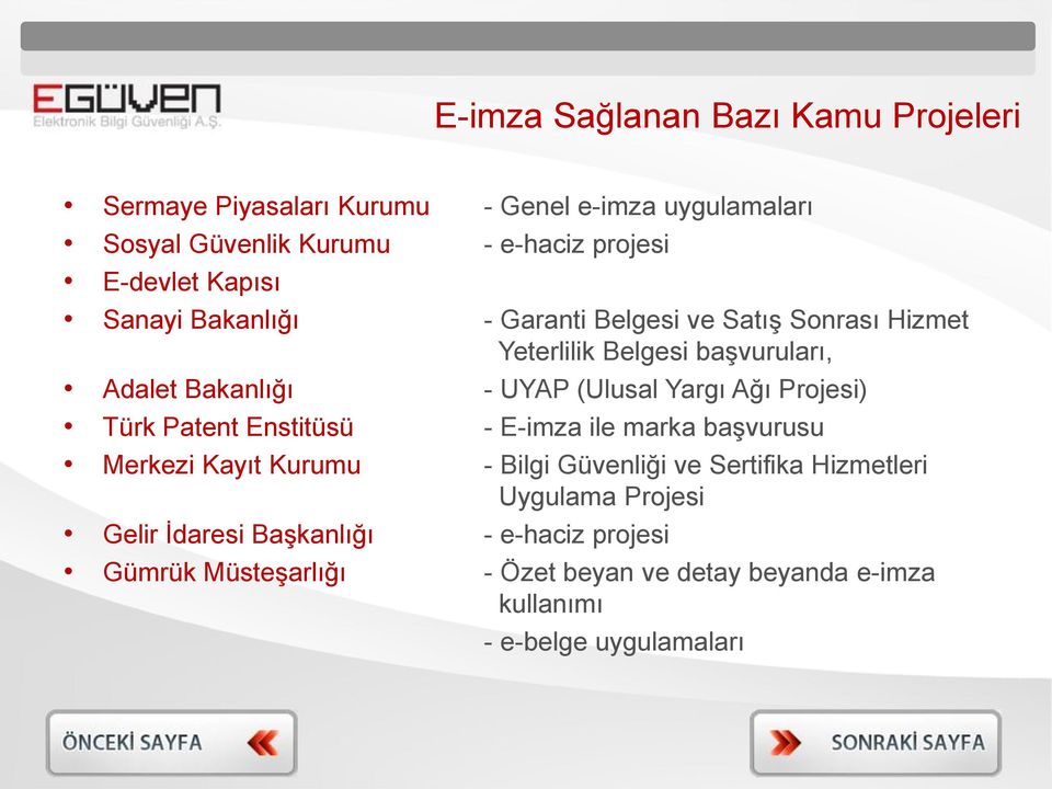 (Ulusal Yargı Ağı Projesi) Türk Patent Enstitüsü - E-imza ile marka başvurusu Merkezi Kayıt Kurumu - Bilgi Güvenliği ve Sertifika