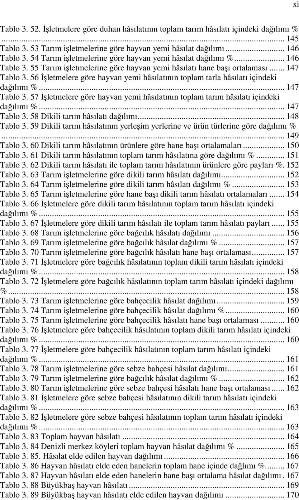 56 İşletmelere göre hayvan yemi hâsılatının toplam tarla hâsılatı içindeki dağılımı %... 147 Tablo 3. 57 İşletmelere göre hayvan yemi hâsılatının toplam tarım hâsılatı içindeki dağılımı %.