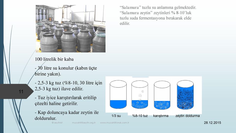 11 100 litrelik bir kaba - 30 litre su konulur (kabın üçte birine yakın).