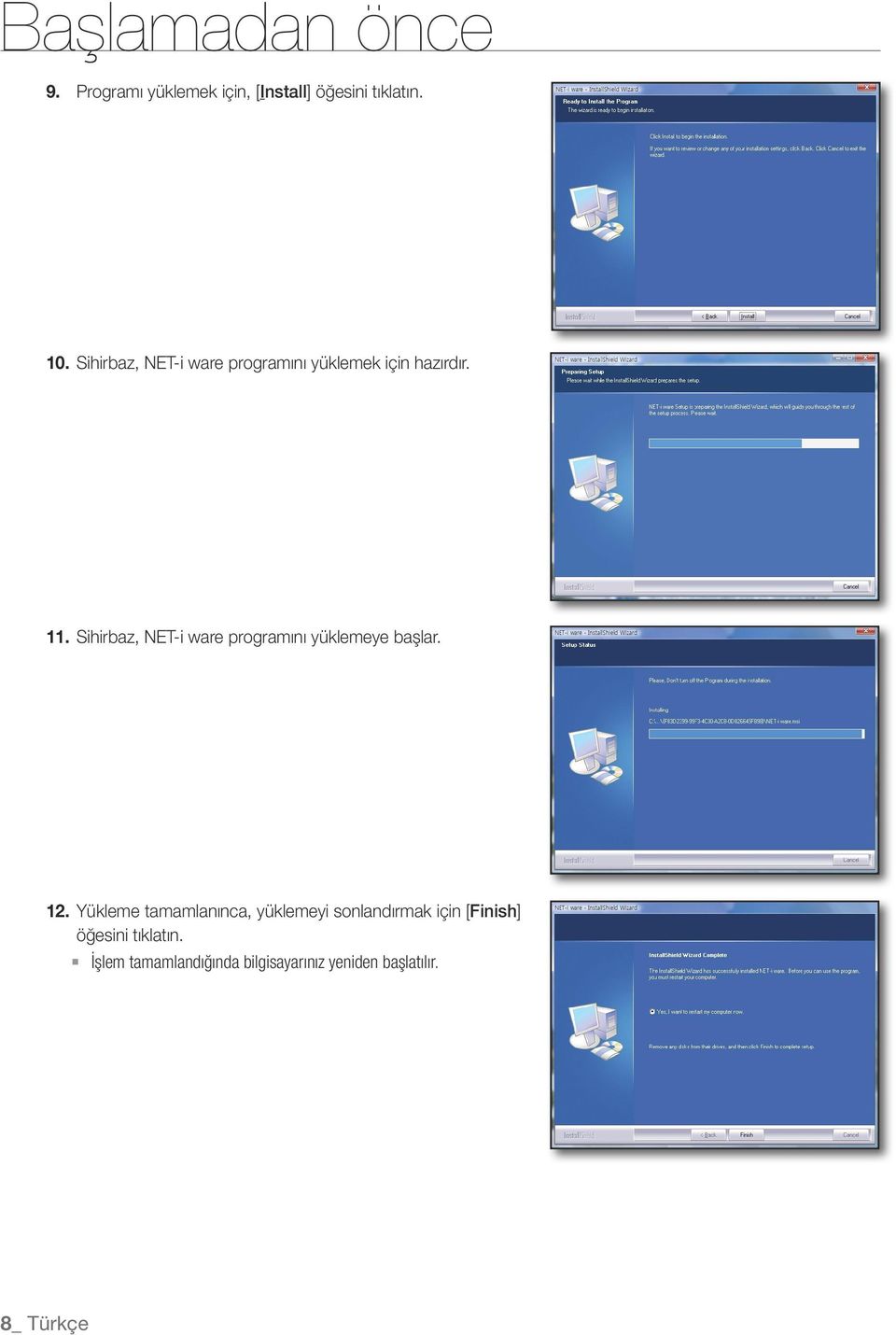 Sihirbaz, NET-i ware programını yüklemeye başlar. 12.