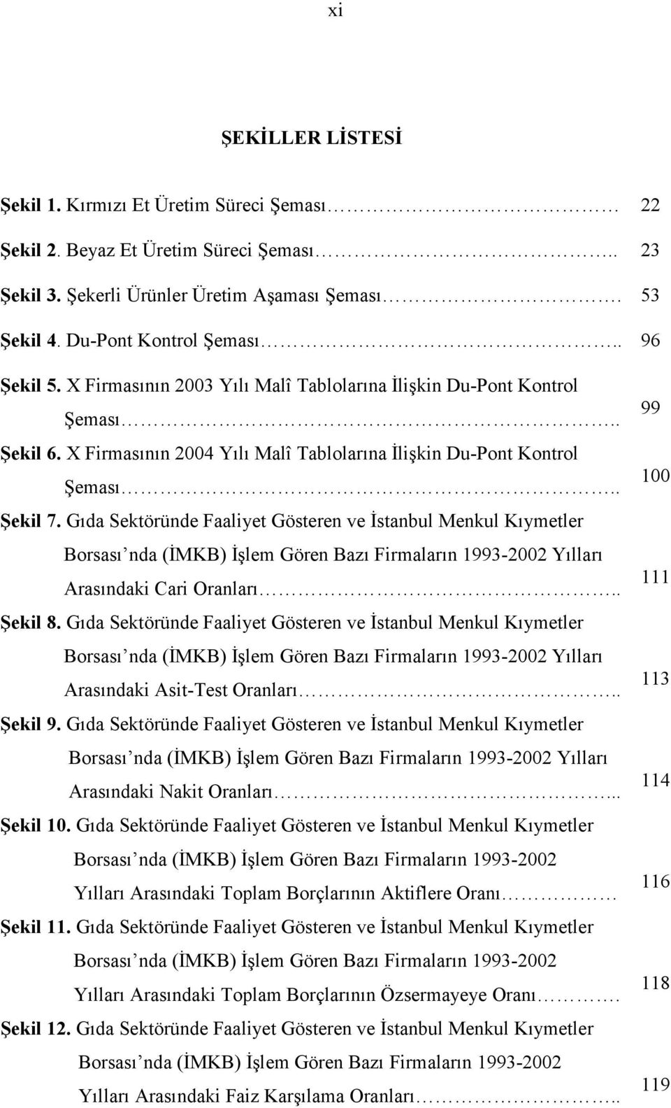 Gıda Sektöründe Faaliyet Gösteren ve İstanbul Menkul Kıymetler Borsası nda (İMKB) İşlem Gören Bazı Firmaların 1993-2002 Yılları Arasındaki Cari Oranları.. Şekil 8.