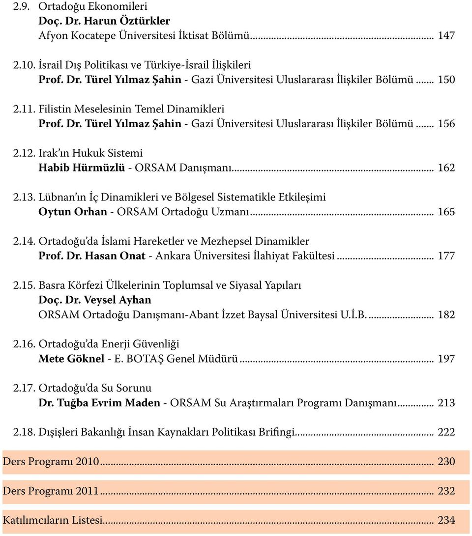 13. Lübnan ın İç Dinamikleri ve Bölgesel Sistematikle Etkileşimi Oytun Orhan - Ortadoğu Uzmanı... 165 2.14. Ortadoğu da İslami Hareketler ve Mezhepsel Dinamikler Prof. Dr.