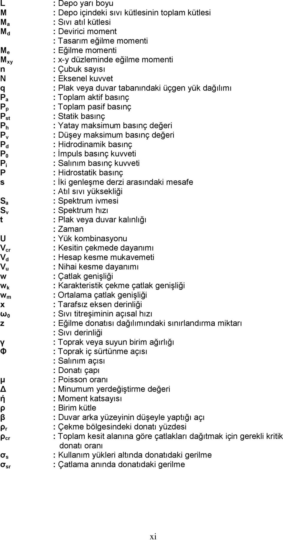 dağılımı : Toplam aktif basınç : Toplam pasif basınç : Statik basınç : Yatay maksimum basınç değeri : DüĢey maksimum basınç değeri : Hidrodinamik basınç : Ġmpuls basınç kuvveti : Salınım basınç