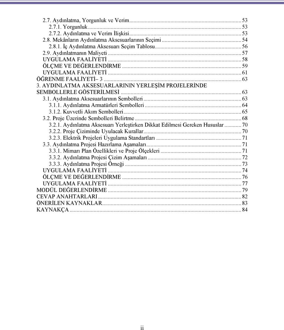 AYDINLATMA AKSESUARLARININ YERLEŞİM PROJELERİNDE SEMBOLLERLE GÖSTERİLMESİ...63 3.1. Aydınlatma Aksesuarlarının Sembolleri...63 3.1.1. Aydınlatma Armatürleri Sembolleri...64 3.1.2.