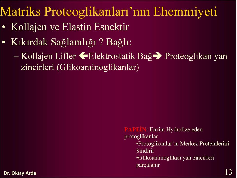 Bağlı: Kollajen Lifler Elektrostatik Bağ Proteoglikan yan zincirleri