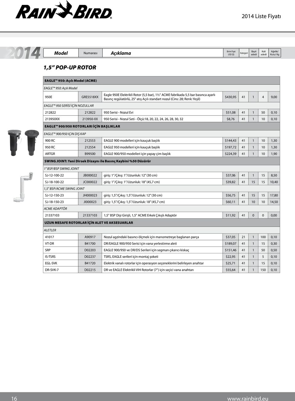 Ölçü:18, 20, 22, 24, 26, 28, 30, 32 $8,76 41 1 10 0,10 EAGLE 900/950 ROTORLARI İÇİN BAŞLIKLAR EAGLE 900/950 için dış kap 900 RC 212553 EAGLE 900 modelleri için kauçuk başlık $144,43 41 1 10 1,30 950