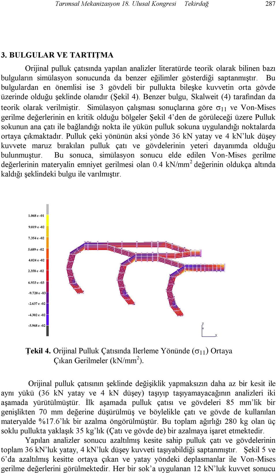 Bu bulgulardan en önemlisi ise 3 gövdeli bir pullukta bileşke kuvvetin orta gövde üzerinde olduğu şeklinde olanıdır (Şekil 4). Benzer bulgu, Skalweit (4) tarafından da teorik olarak verilmiştir.