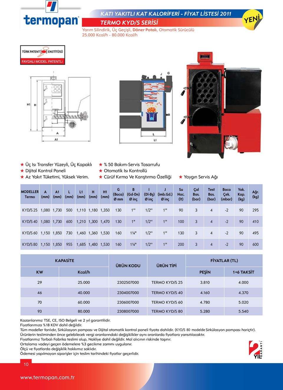 % 50 Bakım-Servis Tasarrufu Otomatik Isı Kontrollü Cürüf Kırma Ve Karıştırma Özelliği Yaygın Servis Ağı MODELLER Termo A A1 L L1 H H1 G (Baca) Ø mm B (Gd-Dn) I (Dl-Bş) J (imb.gd.) Su Hac.