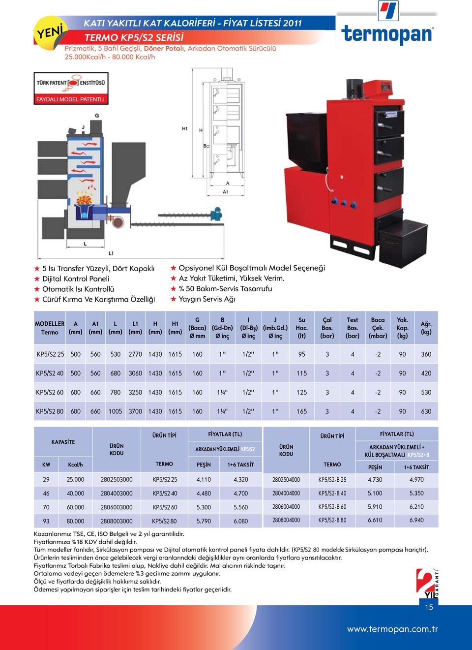 Verim. % 50 Bakım-Servis Tasarrufu Yaygın Servis Ağı MODELLER Termo A A1 L L1 H H1 G (Baca) Ø mm B (Gd-Dn) I (Dl-Bş) J (imb.gd.) Su Hac. (lt) Çal Test Baca Çek. (mbar) Yak. Kap. Ağr.