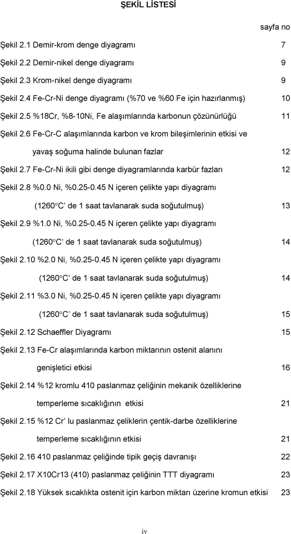 6 Fe-Cr-C alaģımlarında karbon ve krom bileģimlerinin etkisi ve yavaģ soğuma halinde bulunan fazlar 12 ġekil 2.7 Fe-Cr-Ni ikili gibi denge diyagramlarında karbür fazları 12 ġekil 2.8 %0.0 Ni, %0.25-0.