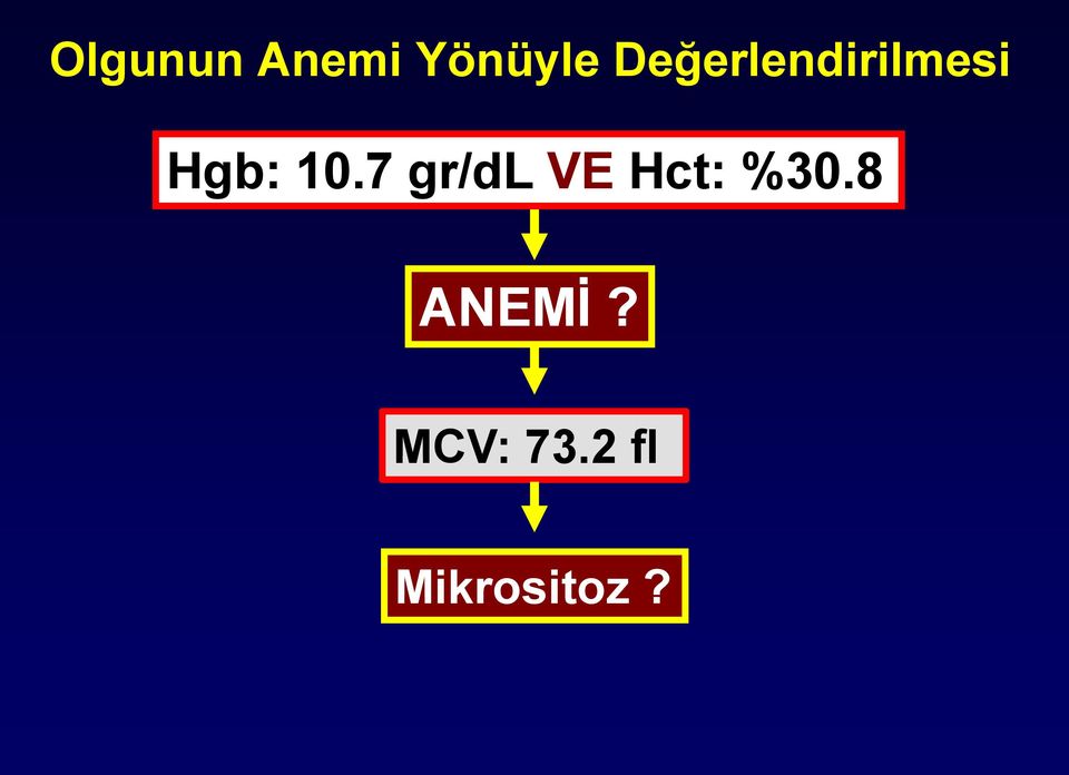 7 gr/dl VE Hct: %30.