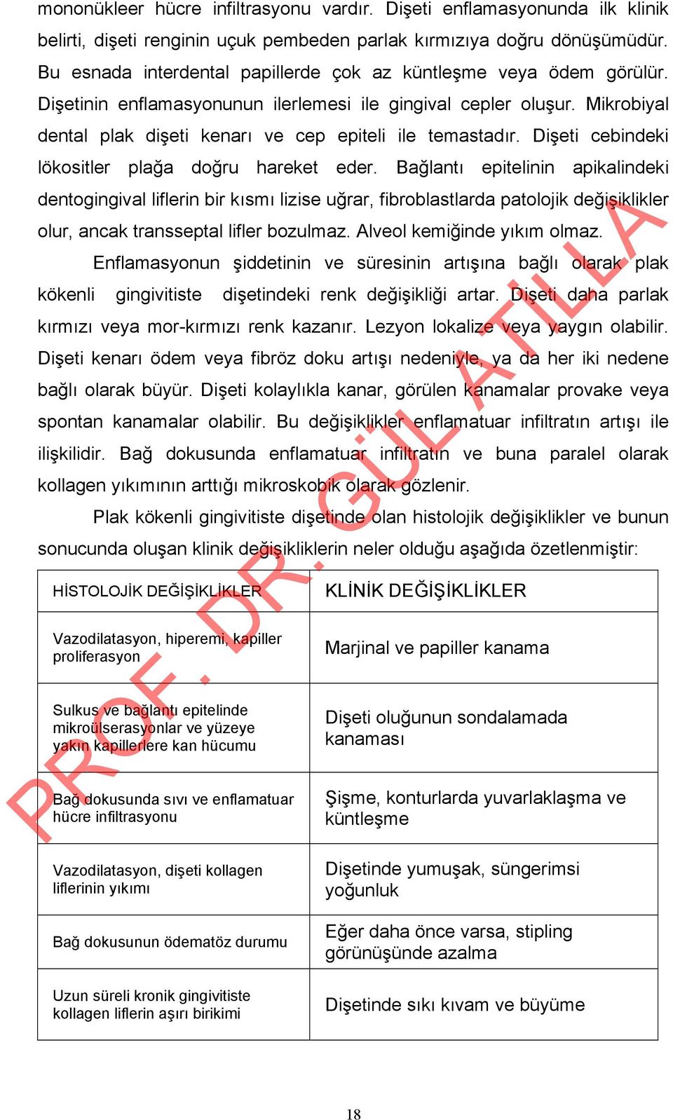 Mikrobiyal dental plak dişeti kenarı ve cep epiteli ile temastadır. Dişeti cebindeki lökositler plağa doğru hareket eder.