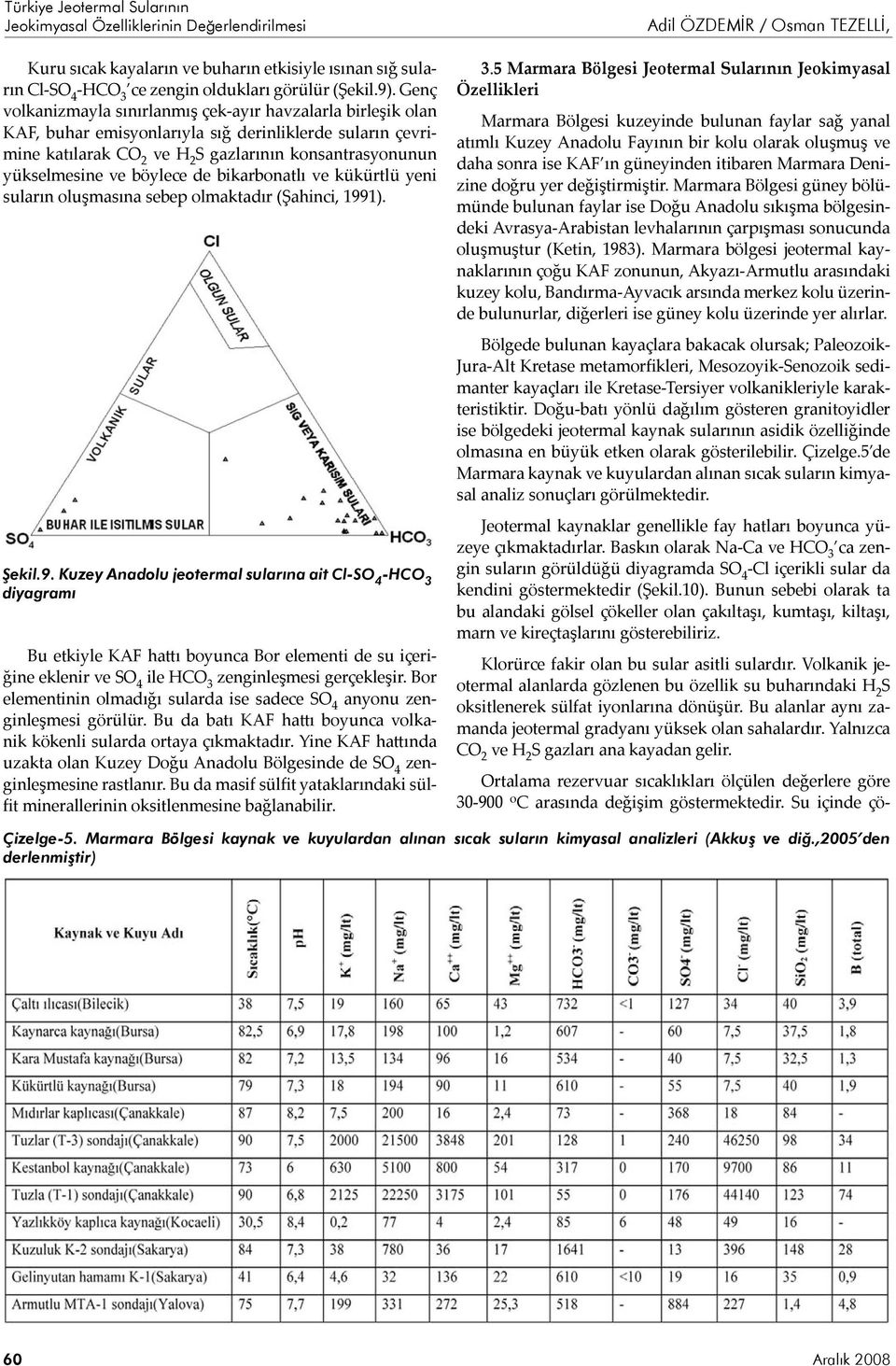 böylece de bikarbonatlı ve kükürtlü yeni suların oluşmasına sebep olmaktadır (Şahinci, 199