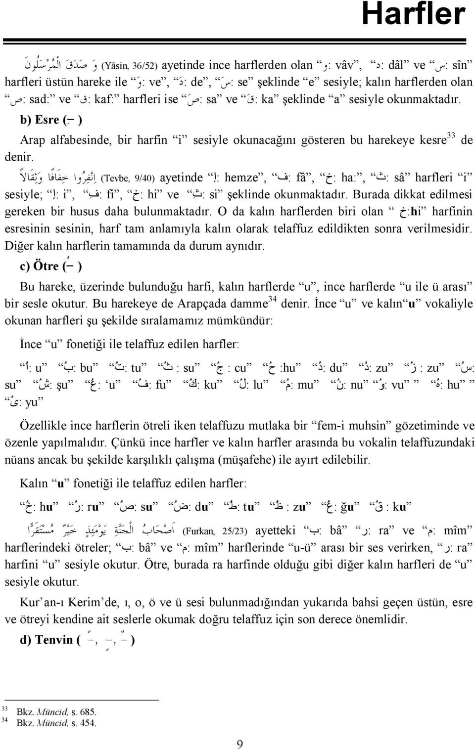 i sâ harfleri :ث ha:, :خ fâ, :ف hemze, :إ (Tevbe, 9/40) ayetinde ا ن ف ر وا خ ف اف ا و ث ق الا sesiyle; :إ i, :ف fi, :خ hi ve :ث si şeklinde okunmaktadır.