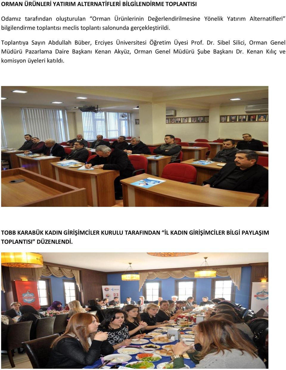 Toplantıya Sayın Abdullah Büber, Erciyes Üniversitesi Öğretim Üyesi Prof. Dr.