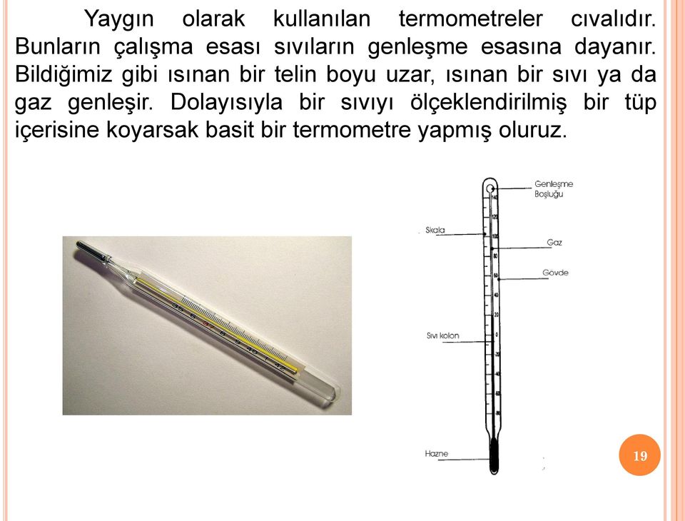 Bildiğimiz gibi ısınan bir telin boyu uzar, ısınan bir sıvı ya da gaz