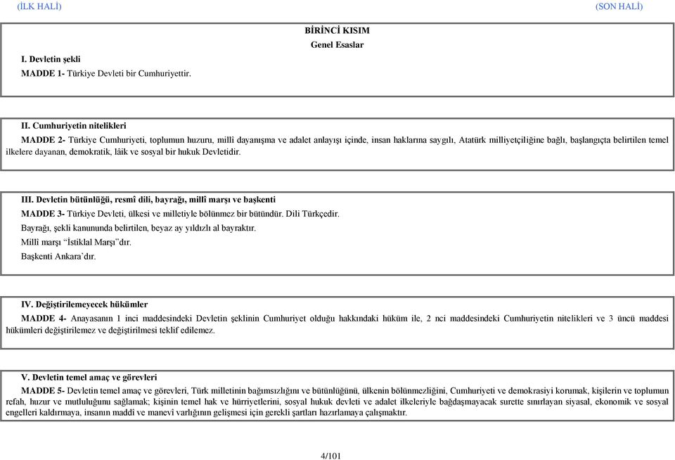 temel ilkelere dayanan, demokratik, lâik ve sosyal bir hukuk Devletidir. III.