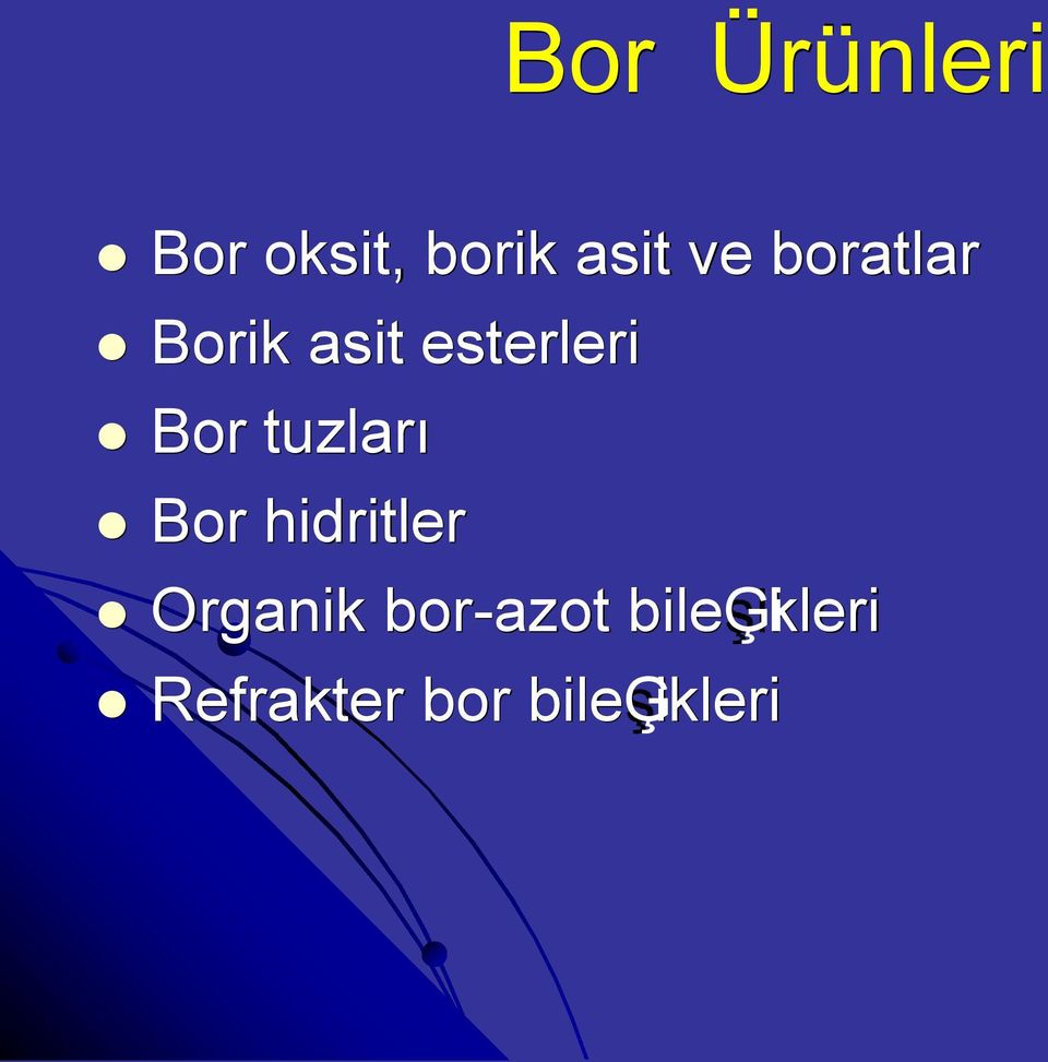 tuzları Bor hidritler Organik