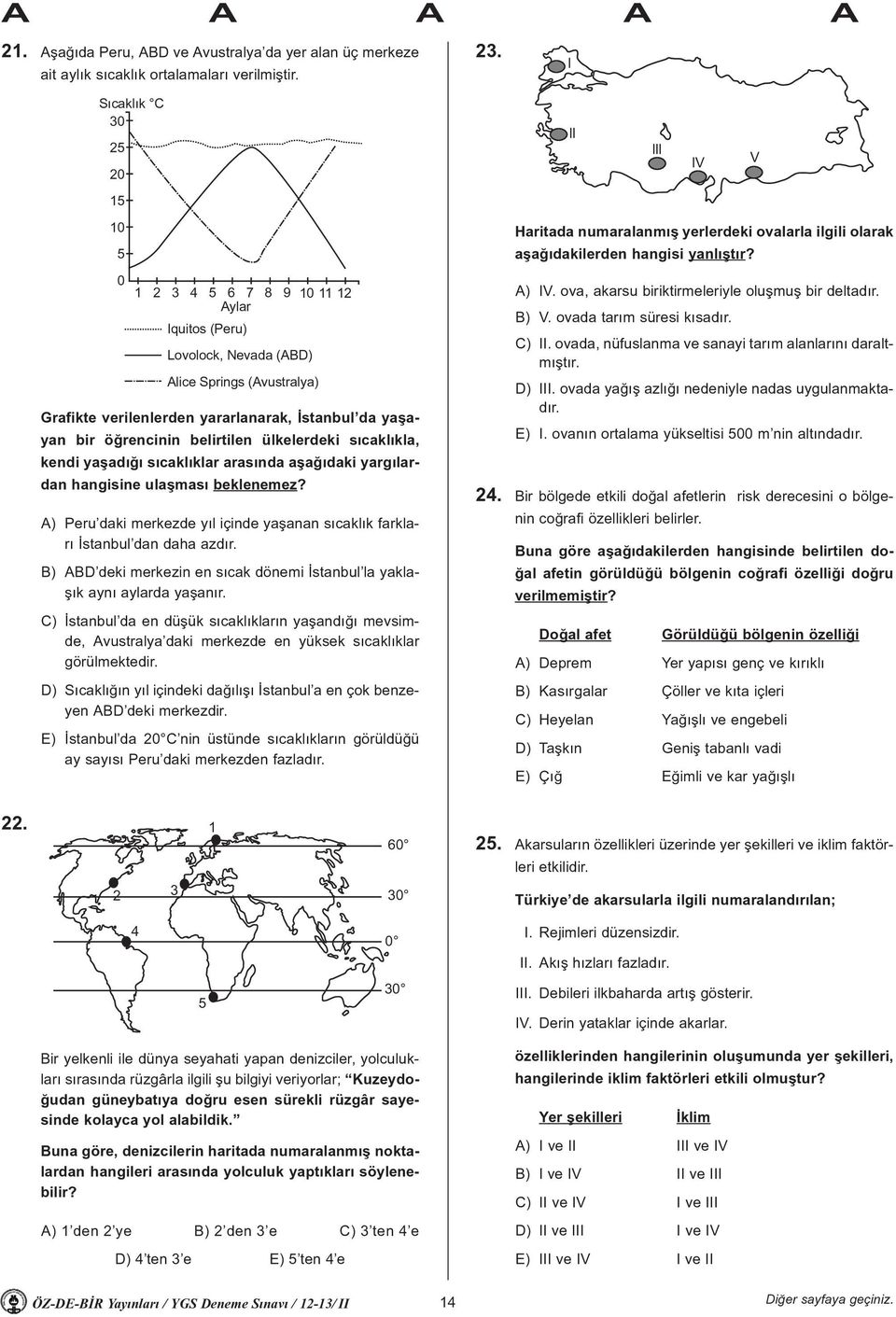 öðrencinin belirtilen ülkelerdeki sýcaklýkla, kendi yaþadýðý sýcaklýklar arasýnda aþaðýdaki yargýlardan hangisine ulaþmasý beklenemez?