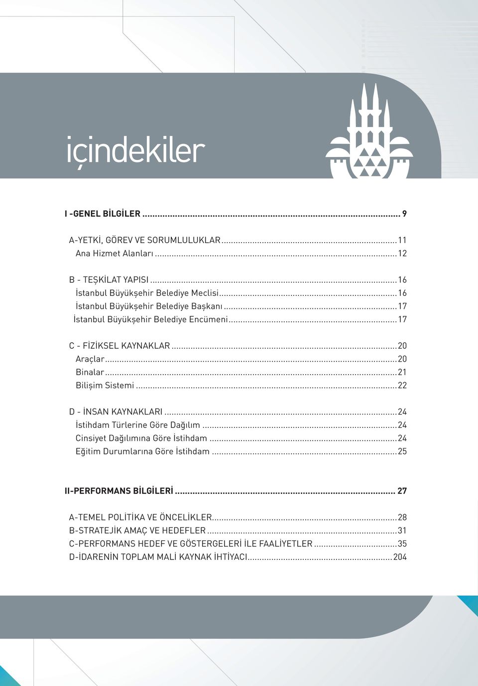 ..22 D - İNSAN KAYNAKLARI...24 İstihdam Türlerine Göre Dağılım...24 Cinsiyet Dağılımına Göre İstihdam...24 Eğitim Durumlarına Göre İstihdam.