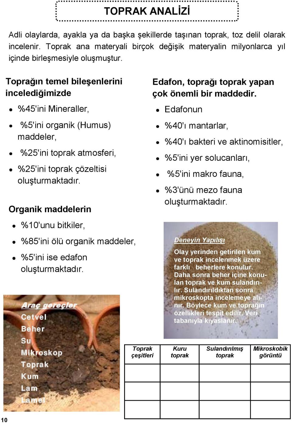 Organik maddelerin %10'unu bitkiler, %85'ini ölü organik maddeler, %5'ini ise edafon oluşturmaktadır.