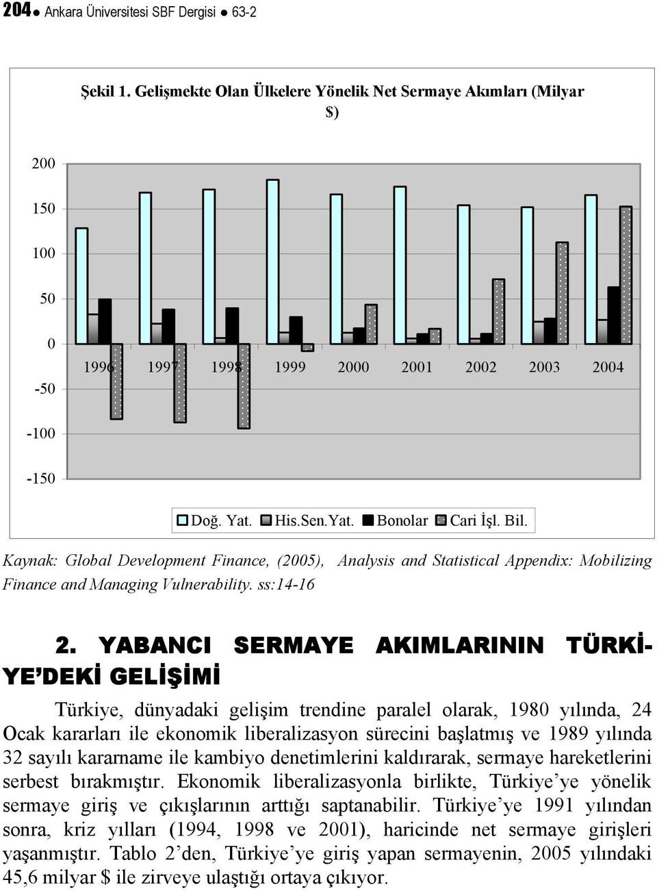 YABANCI SERMAYE AKIMLARININ TÜRKİ- YE DEKİ GELİŞİMİ Türkiye, dünyadaki gelişim trendine paralel olarak, 1980 yılında, 24 Ocak kararları ile ekonomik liberalizasyon sürecini başlatmış ve 1989 yılında