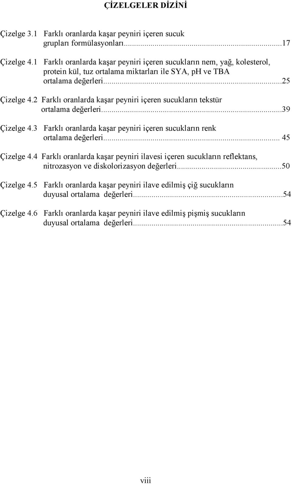 2 Farklı oranlarda kaşar peyniri içeren sucukların tekstür ortalama değerleri...39 Çizelge 4.3 Farklı oranlarda kaşar peyniri içeren sucukların renk ortalama değerleri... 45 Çizelge 4.