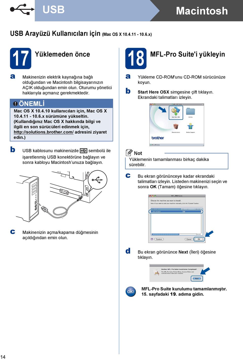 (Kullnığınız M OS X hkkın ilgi ve ilgili en son sürüüleri einmek için, http://solutions.rother.om/ resini ziyret ein.) Yükleme CD-ROM'unu CD-ROM sürüünüze koyun. Strt Here OSX simgesine çift tıklyın.