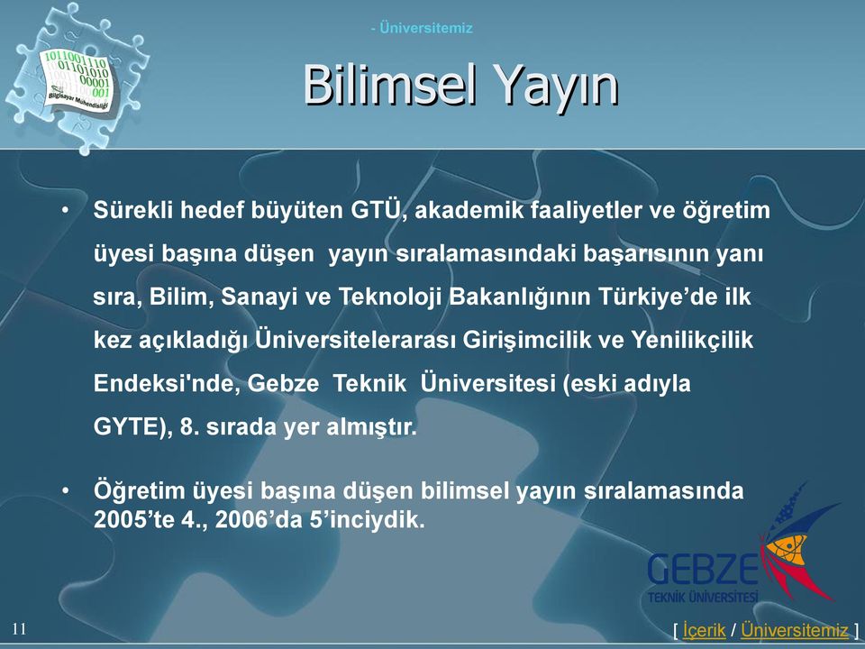 Üniversitelerarası Girişimcilik ve Yenilikçilik Endeksi'nde, Gebze Teknik Üniversitesi (eski adıyla GYTE), 8.