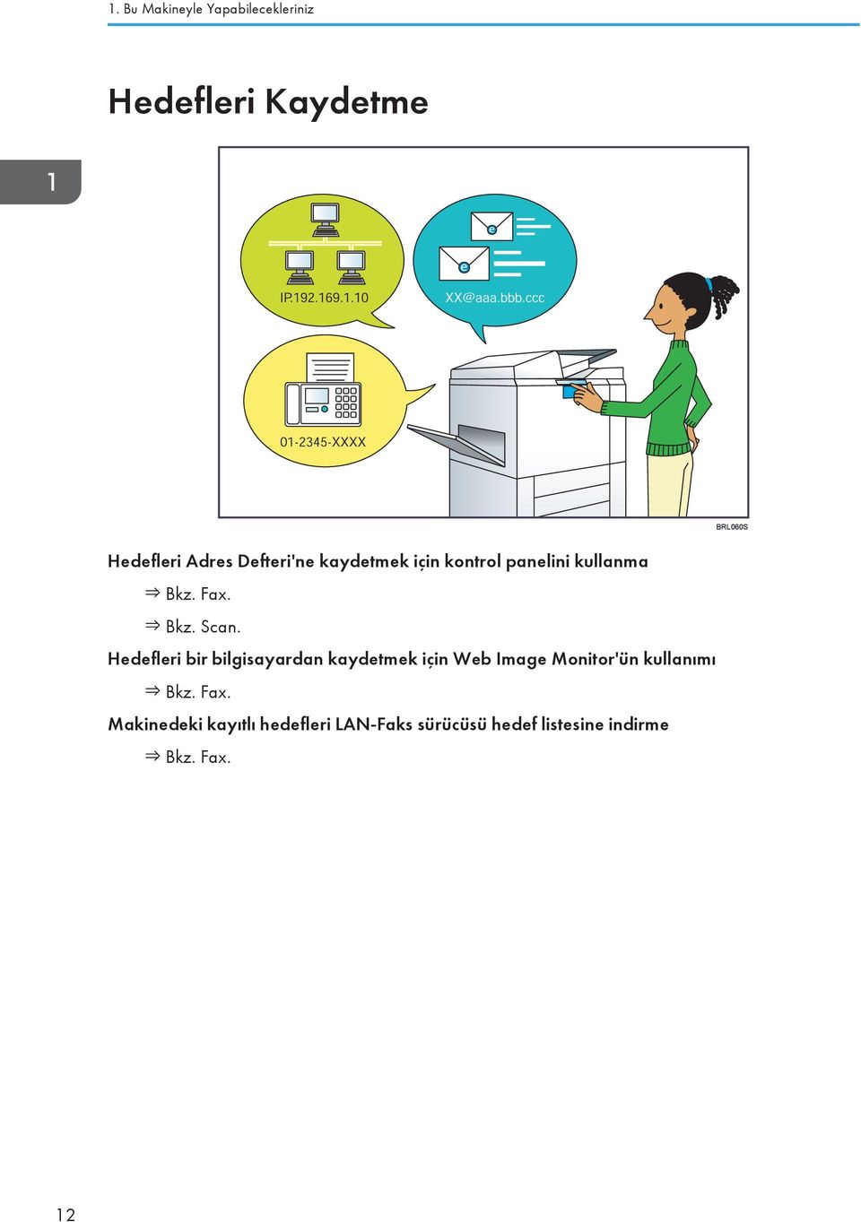 Hedefleri bir bilgisayardan kaydetmek için Web Image Monitor'ün kullanımı Bkz.