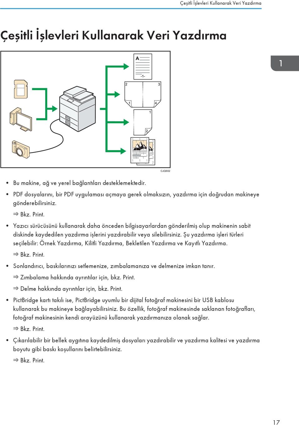 Yazıcı sürücüsünü kullanarak daha önceden bilgisayarlardan gönderilmiş olup makinenin sabit diskinde kaydedilen yazdırma işlerini yazdırabilir veya silebilirsiniz.