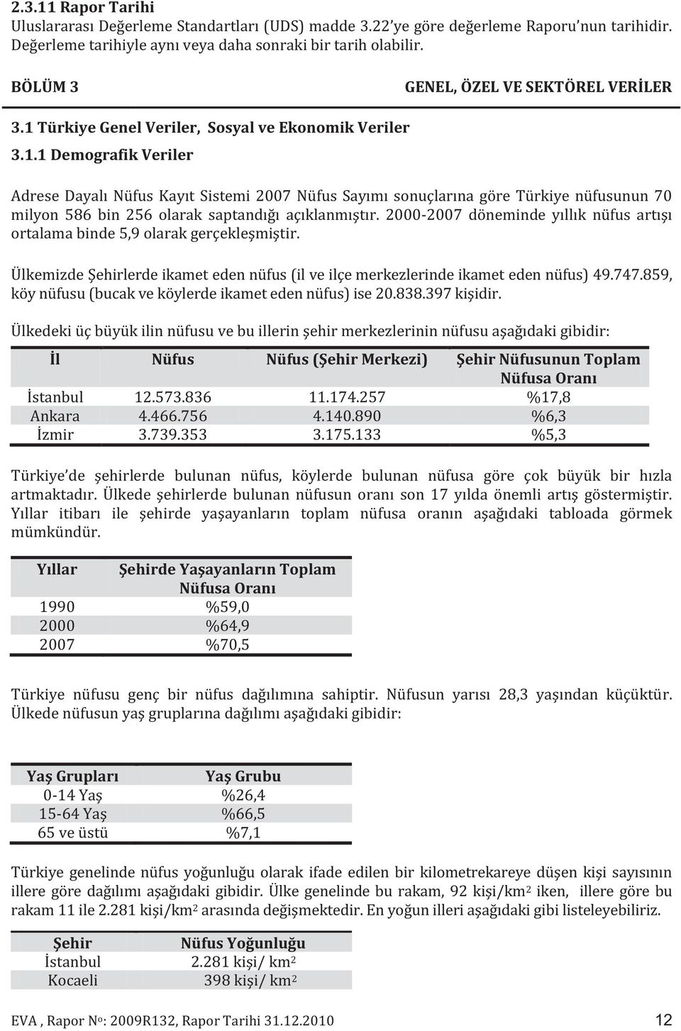 Türkiye Genel Veriler, Sosyal ve Ekonomik Veriler 3.1.