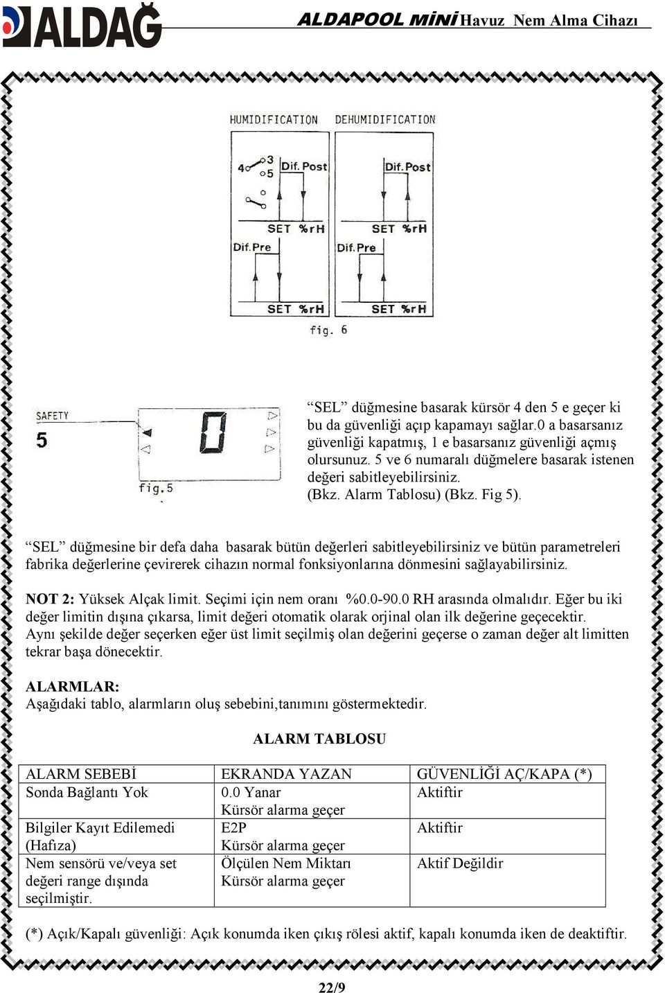 SEL düğmesine bir defa daha basarak bütün değerleri sabitleyebilirsiniz ve bütün parametreleri fabrika değerlerine çevirerek cihazın normal fonksiyonlarına dönmesini sağlayabilirsiniz.