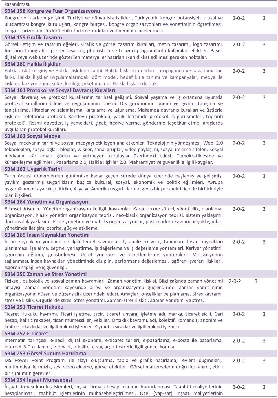 organizasyonları ve yönetiminin öğretilmesi, kongre turizminin sürdürülebilir turizme katkıları ve öneminin incelenmesi.