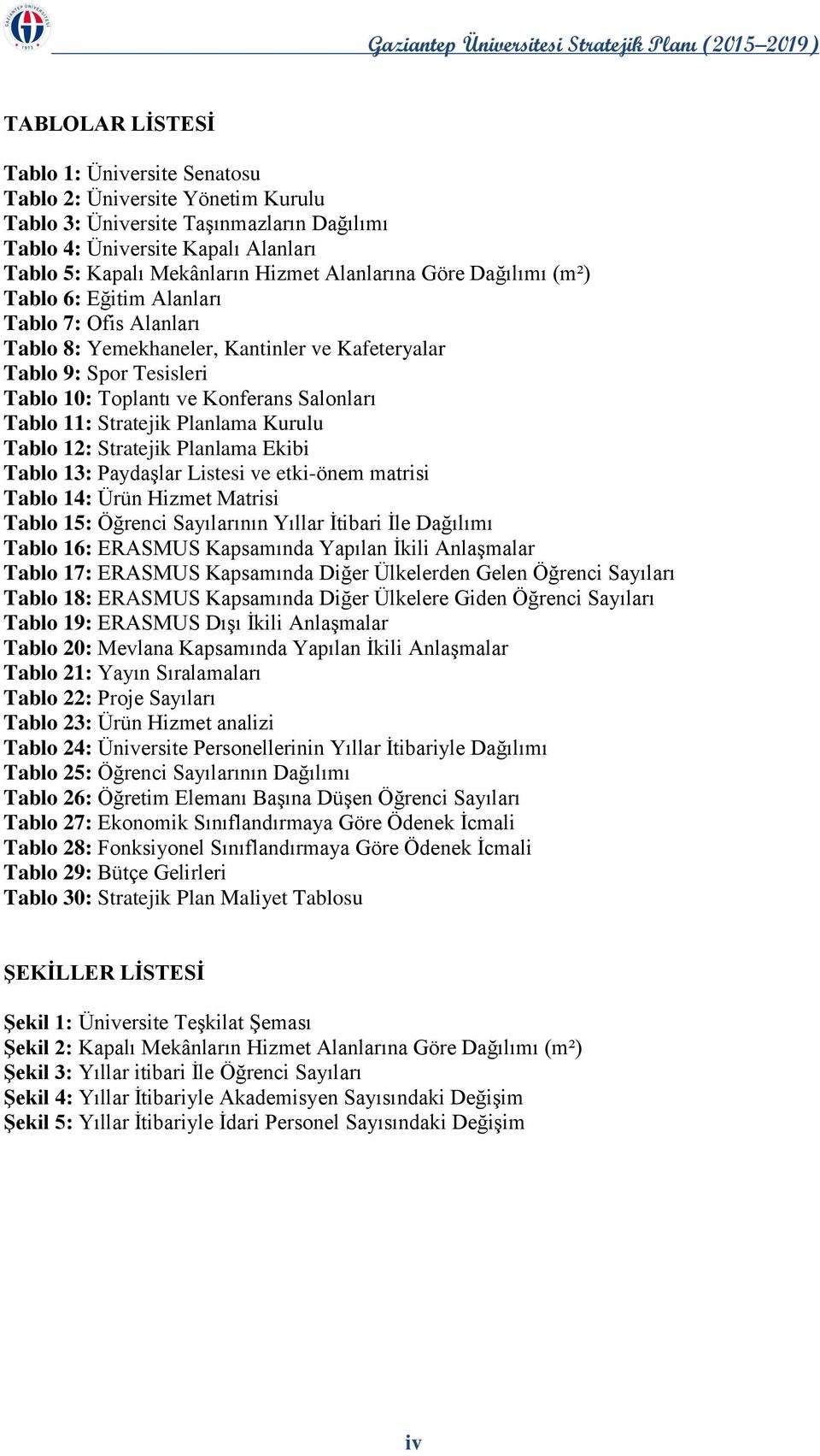 11: Stratejik Planlama Kurulu Tablo 12: Stratejik Planlama Ekibi Tablo 13: Paydaşlar Listesi ve etki-önem matrisi Tablo 14: Ürün Hizmet Matrisi Tablo 15: Öğrenci Sayılarının Yıllar İtibari İle