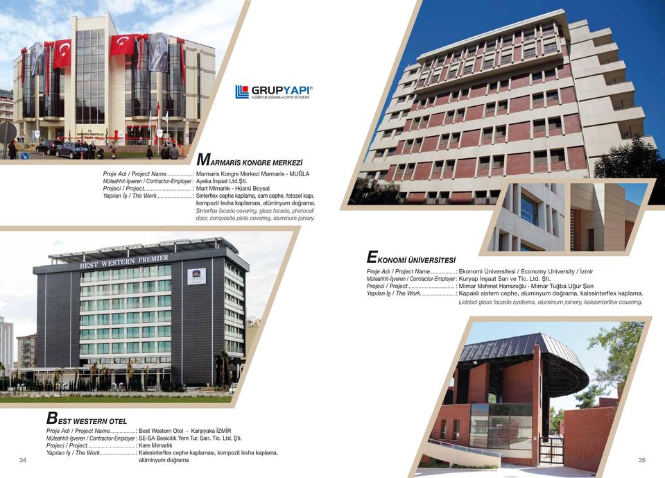 Sinterflex facade covering, glass facade, photocell door, composite plate covering, aluminum joinery. EKONOMİ ÜNİVERSİTESİ Proje Adı / Project Name.