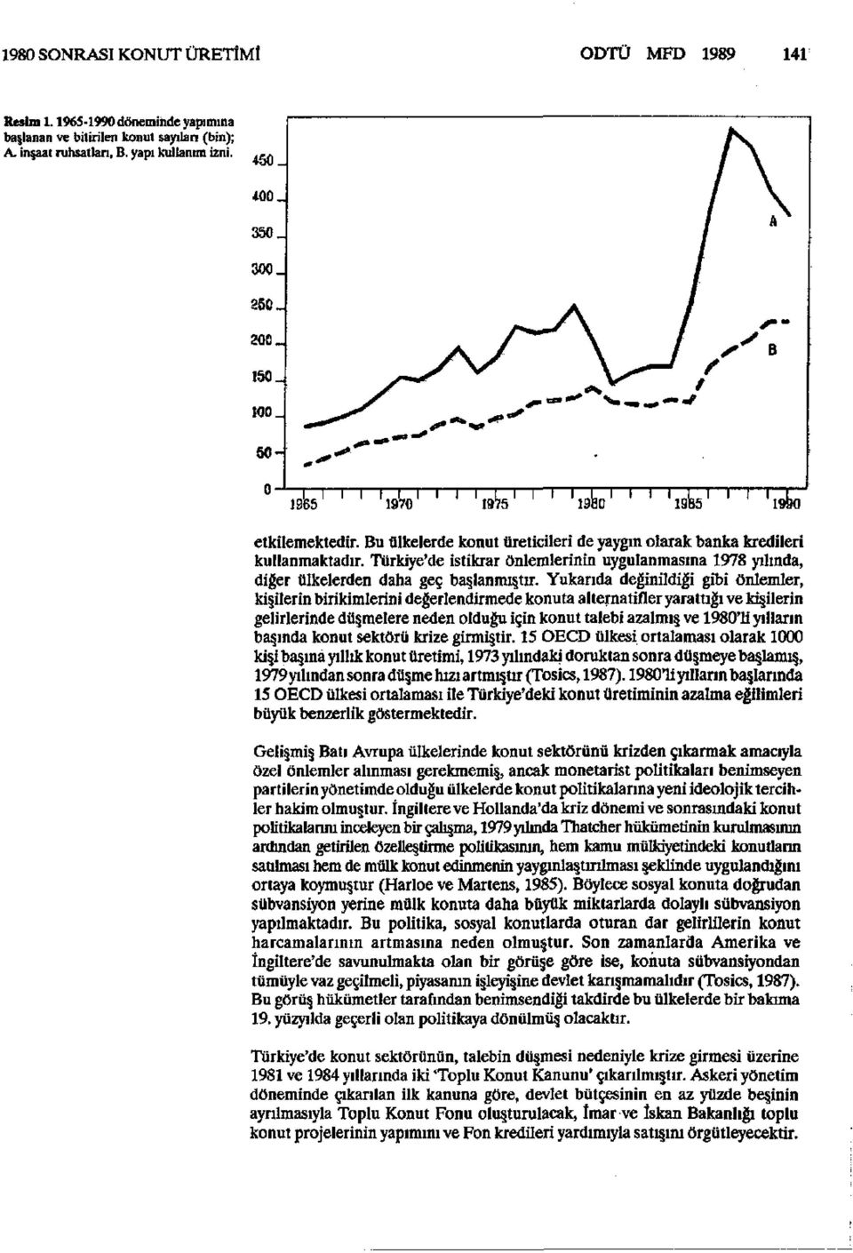 Yukarıda değinildiği gibi önlemler, kişilerin birikimlerini değerlendirmede konuta alternatifler yarattığı ve kişilerin gelirlerinde düşmelere neden olduğu için konut talebi azalmış ve 1980*li