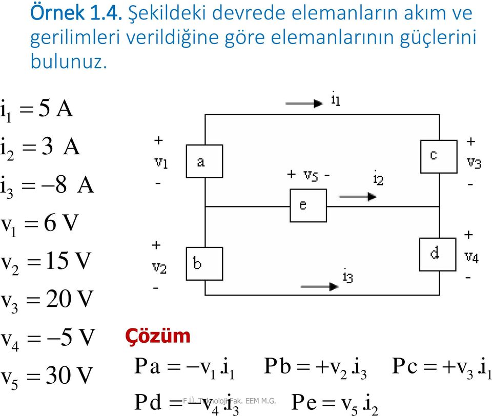 göre elemanlarının güçlerini bulunuz.