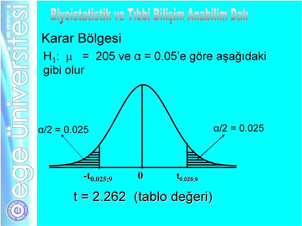 = 0.025 α/2 = 0.025 -t 0.