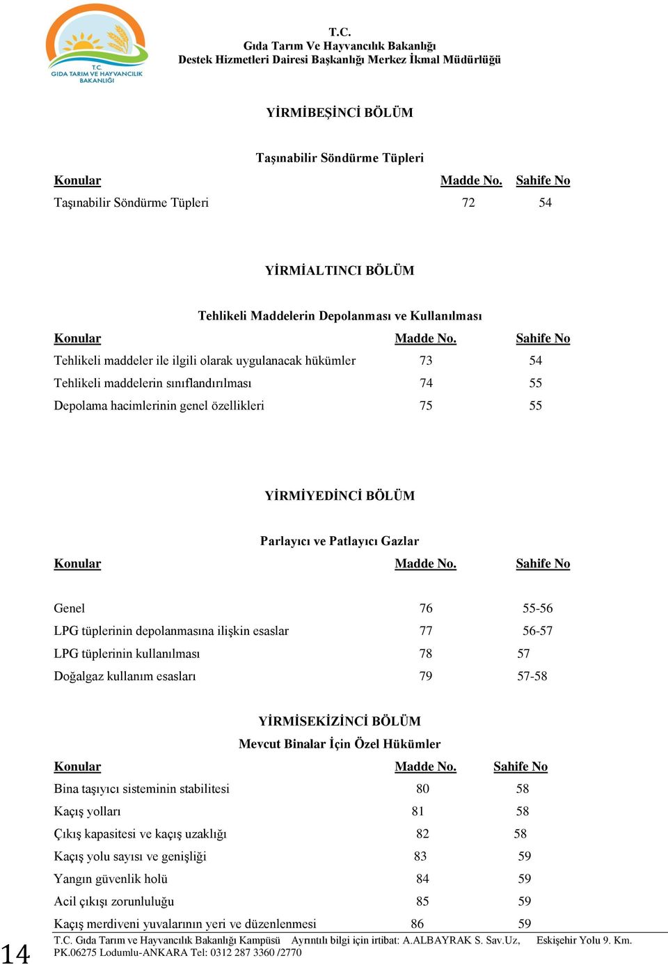 Patlayıcı Gazlar Konular Madde No.