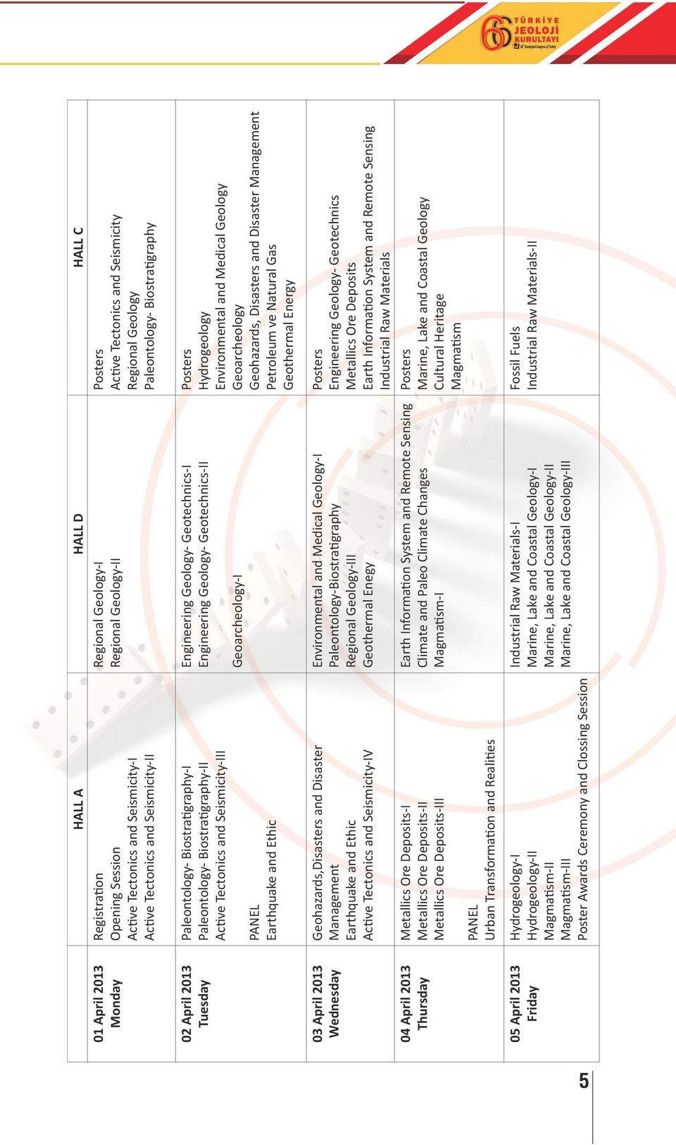 Paleontology- Biostratigraphy-II Active Tectonics and Seismicity-III PANEL Earthquake and Ethic Engineering Geology- Geotechnics-I Engineering Geology- Geotechnics-II Geoarcheology-I Posters