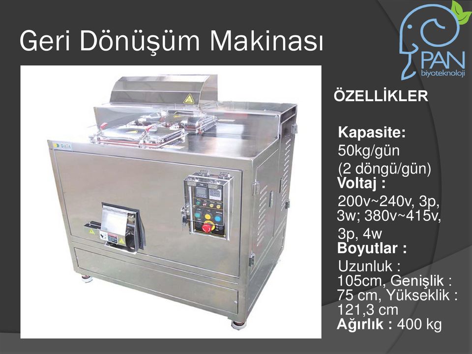 3w; 380v~415v, 3p, 4w Boyutlar : Uzunluk :