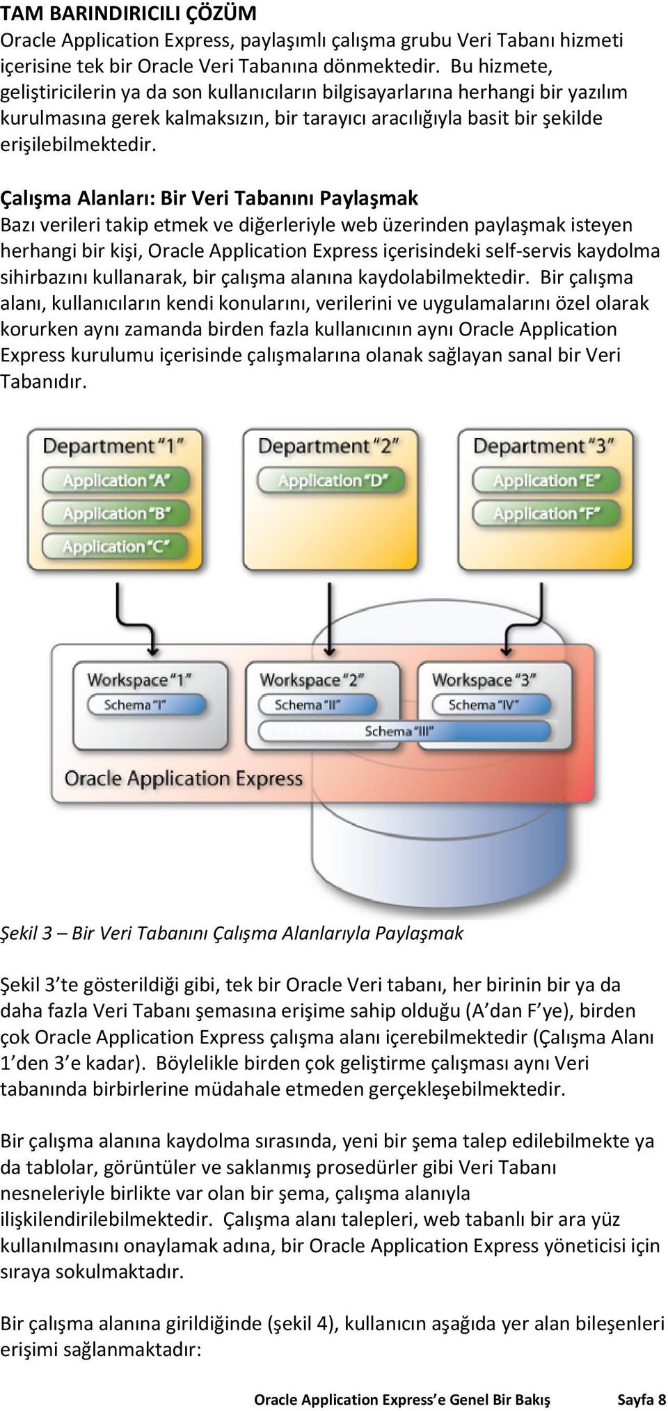 Çalışma Alanları: Bir Veri Tabanını Paylaşmak Bazı verileri takip etmek ve diğerleriyle web üzerinden paylaşmak isteyen herhangi bir kişi, Oracle Application Express içerisindeki self servis kaydolma