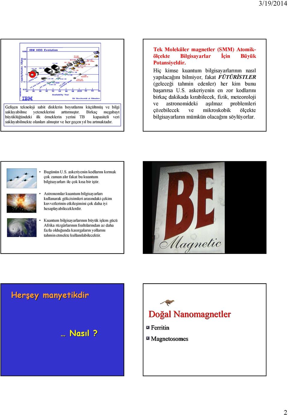 Tek Moleküler magnetler (MM) Atomikölçekte Bilgisaarlar İçin Büük Potansieldir.