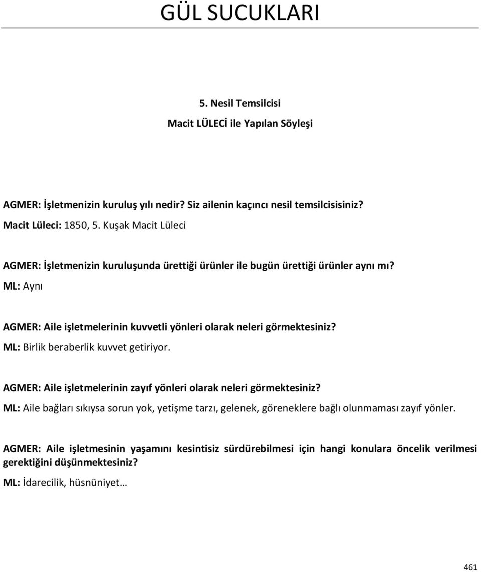 ML: Aynı AGMER: Aile işletmelerinin kuvvetli yönleri olarak neleri görmektesiniz? ML: Birlik beraberlik kuvvet getiriyor.