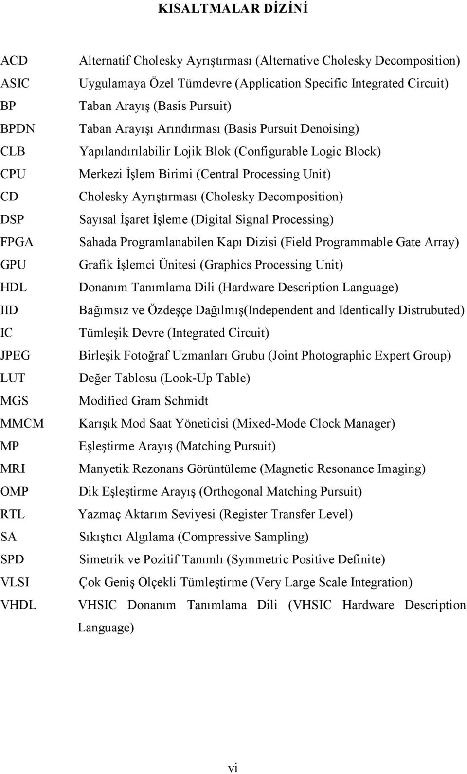 Block) Merkezi İşlem Birimi (Central Processing Unit) Cholesky Ayrıştırması (Cholesky Decomposition) Sayısal İşaret İşleme (Digital Signal Processing) Sahada Programlanabilen Kapı Dizisi (Field