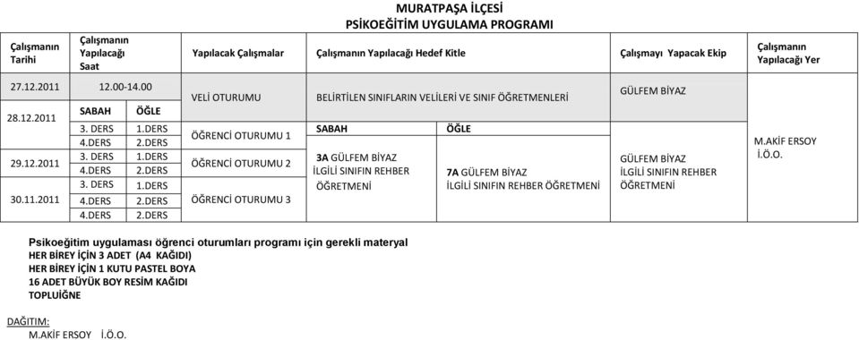 ÖĞRETMENİ 7A GÜLFEM BİYAZ İLGİLİ SINIFIN REHBER ÖĞRETMENİ GÜLFEM